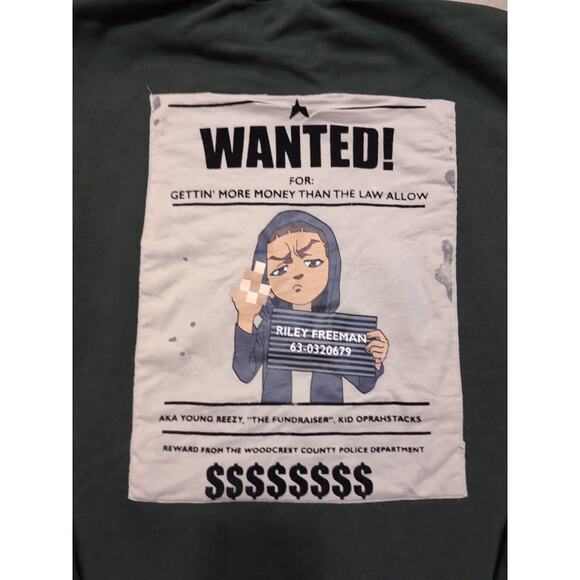 The Boondocks Hoodie Mens XL Green Wanted Poster Riley - Picture 4 of 4